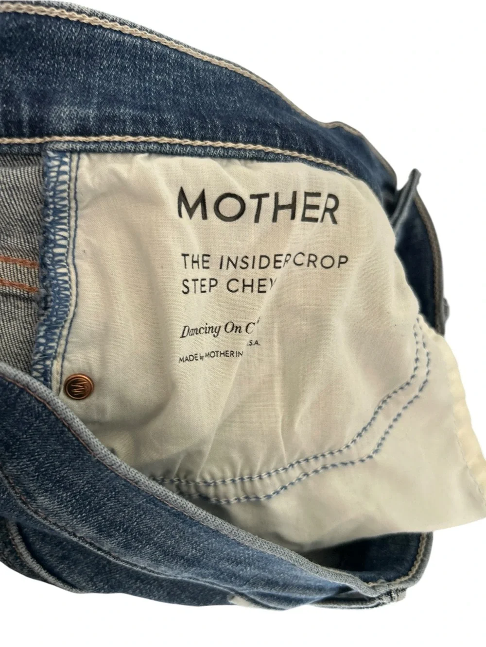 MOTHER Denim The Insider Crop Step Chew Jeans in Dancing On Coals Sz 25